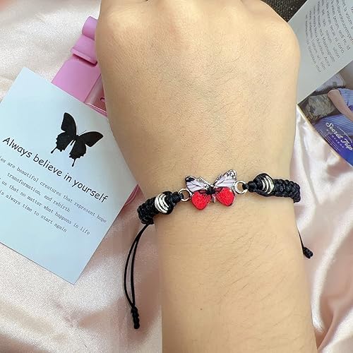 Miniatura 2 de Pulsera de mariposa Always Believe in Yourself Pulseras de mariposa de cuerda ajustable, pulseras tejidas a mano ajustables, pulsera de mariposa