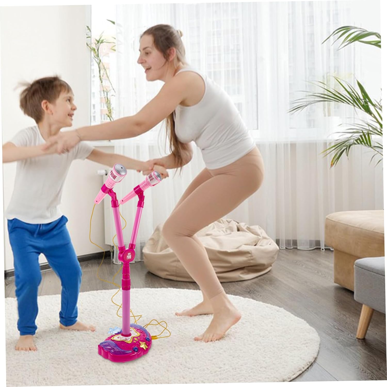 Yardwe Karaoke Machine with Dual Microphones Portable Singing for Easy to Use for Holiday Celebrations Fun Music Play for Boys