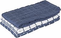 Ritz Premium 100% Cotton Terry Check Kitchen Dish Towels 3-Pack - Absorbent, Soft, Durable 25x15 Federal Blue