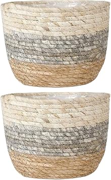 Kisangel 2pcs Flower Basket Woven Planter Plant Pots Indoor Plant Basket Multi-Purpose Woven s for Plant Multi-Purpose s Straw Flower Pot Girl Grass