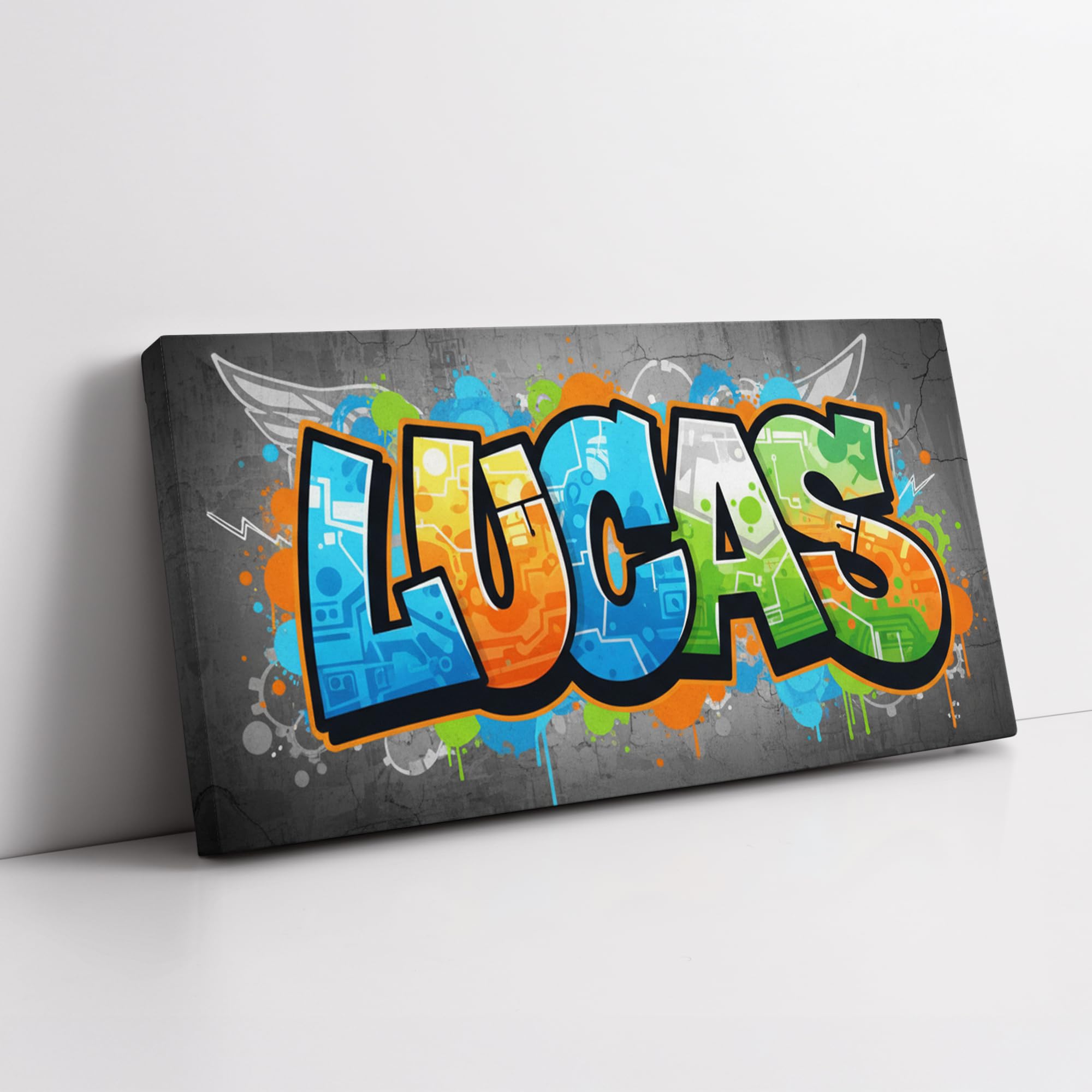 Triangle Déco - Lienzo personalizado para niños, cuadro de pared, diseño de graffiti azul, decoración de habitación infantil o adolescente, regalo personalizado nacimiento cumpleaños bautizo Navidad