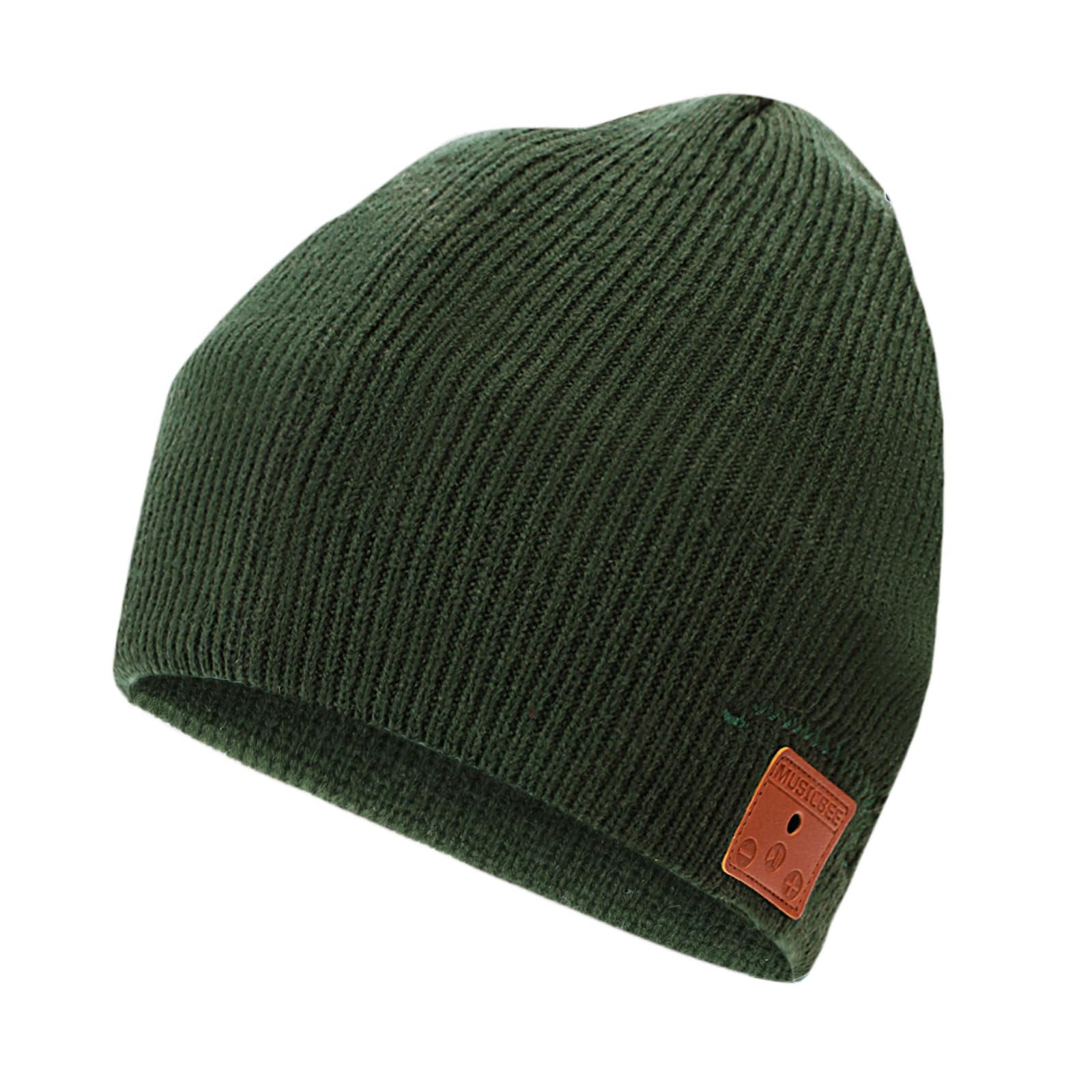 beanie Bluetooth, MUSICBEE Bluetooth V5.2 Wireless Knit Winter Cap, 30 Hour Play time, Built-in Microphone and HD Stereo Speakers(Pine Green)