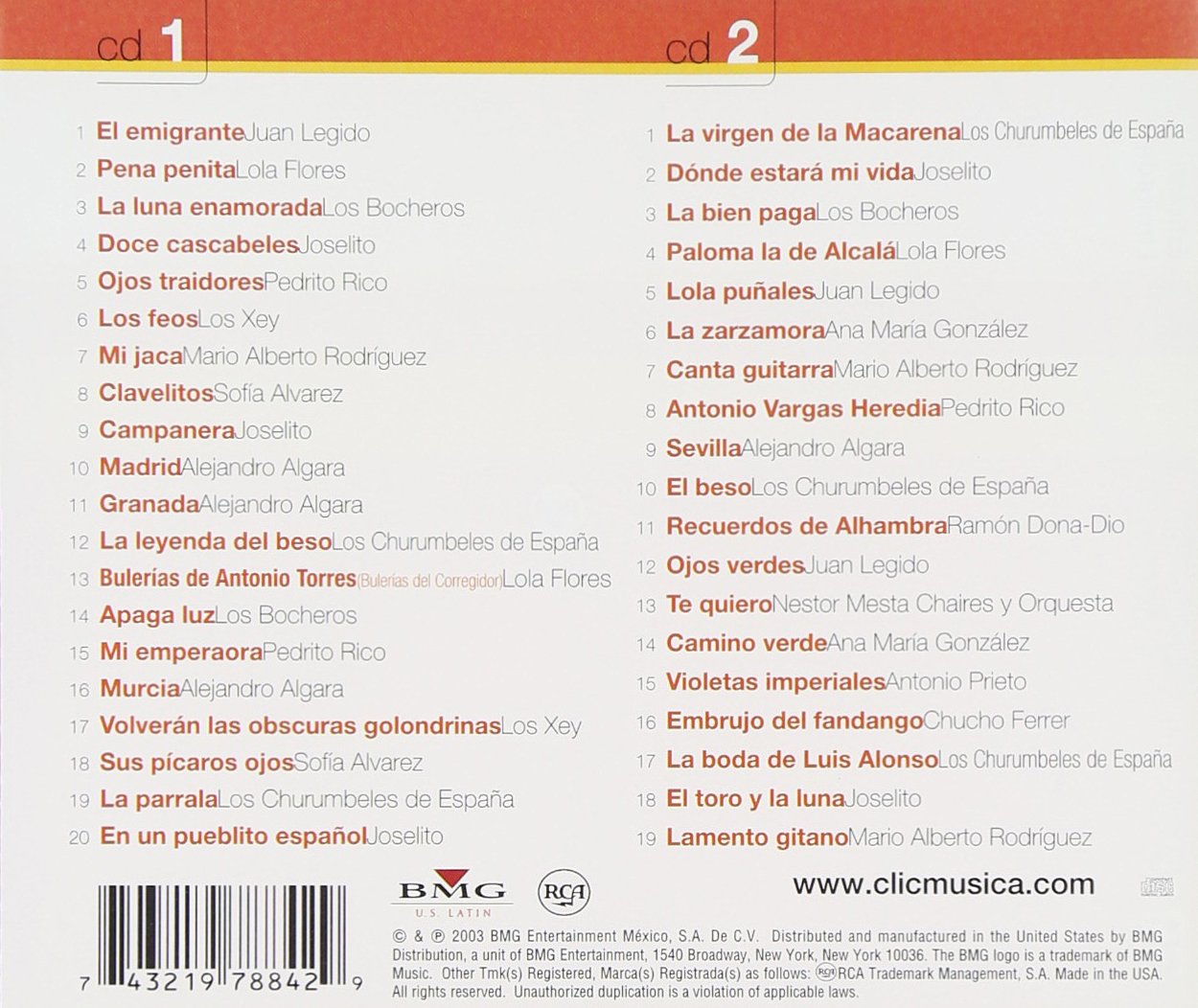Mejor Musica Tradicional Espanola: Rca 100