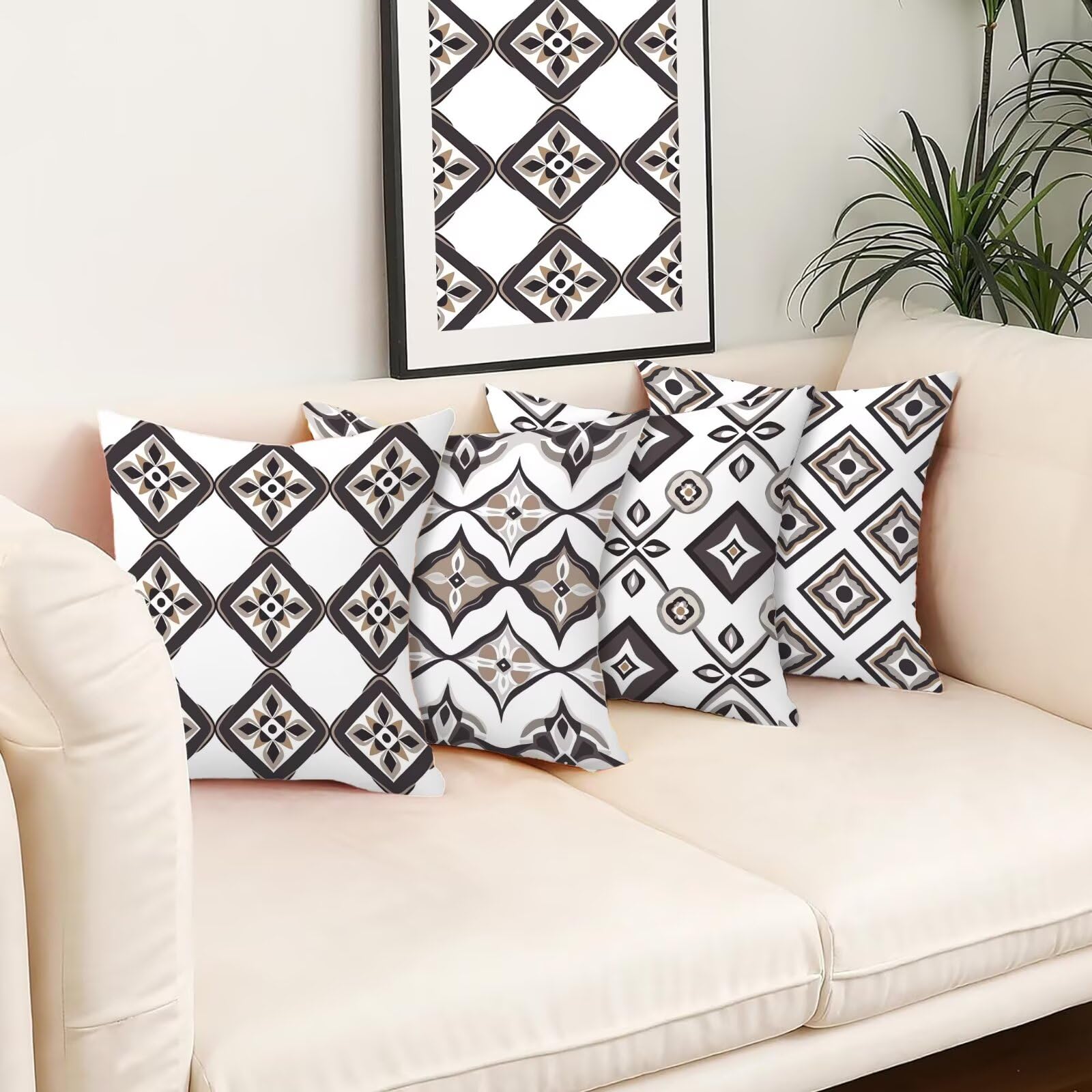 Kissenbezug 55x55 Boho 4er Set Samt Kissenbezüge Braun Zierkissenbezug Kissenhülle Dekorative Weiche Quadratische Dekokissenbezug Sofakissenbezug Couchkissen für Deko Schlafzimmer Wohnzimmer Y-13