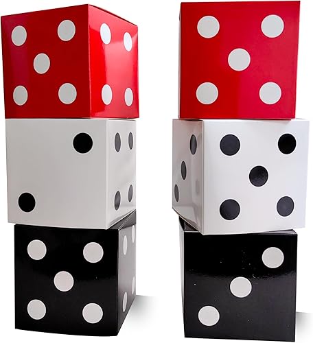 6 cajas de regalo de dados de 12 x 12 x 12 pulgadas, decoraciones de fiesta temática de casino, cajas de dados a granel para centros de mesa, cajas