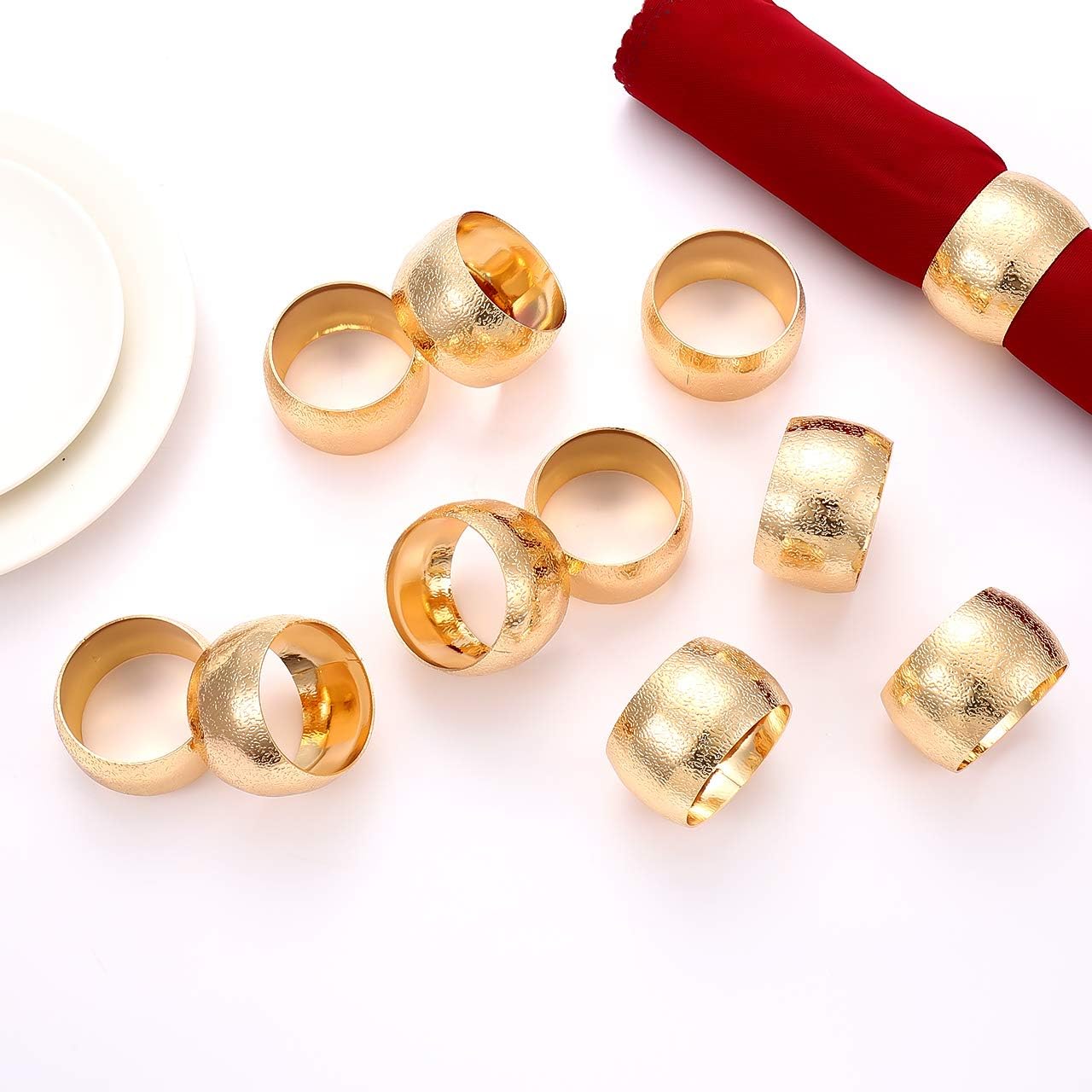 Napkin Rings Set of 12 24 Round Gold Metal Napkin Ring Holder for Dinning Table Decorations Wedding Holiday Parties Everyday (Gold,24pcs Round)