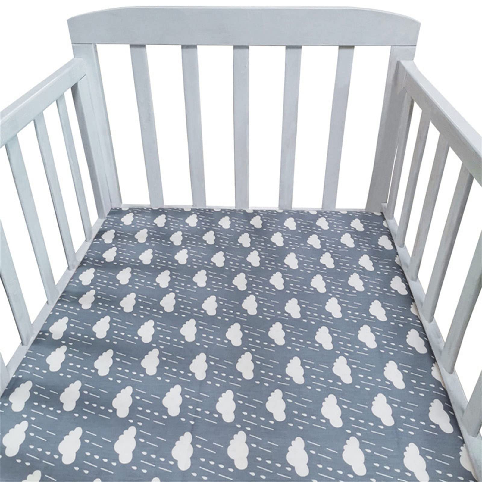 Hiseng Animale Stella Lenzuolo con angoli Cotone Lenzuola Carrozzina Neonato Elasticizzati Biancheria da Letto Materassino Sacco a Pelo Lettino Lenzuolino da Carrozzina (Nuvola,125x65cm)