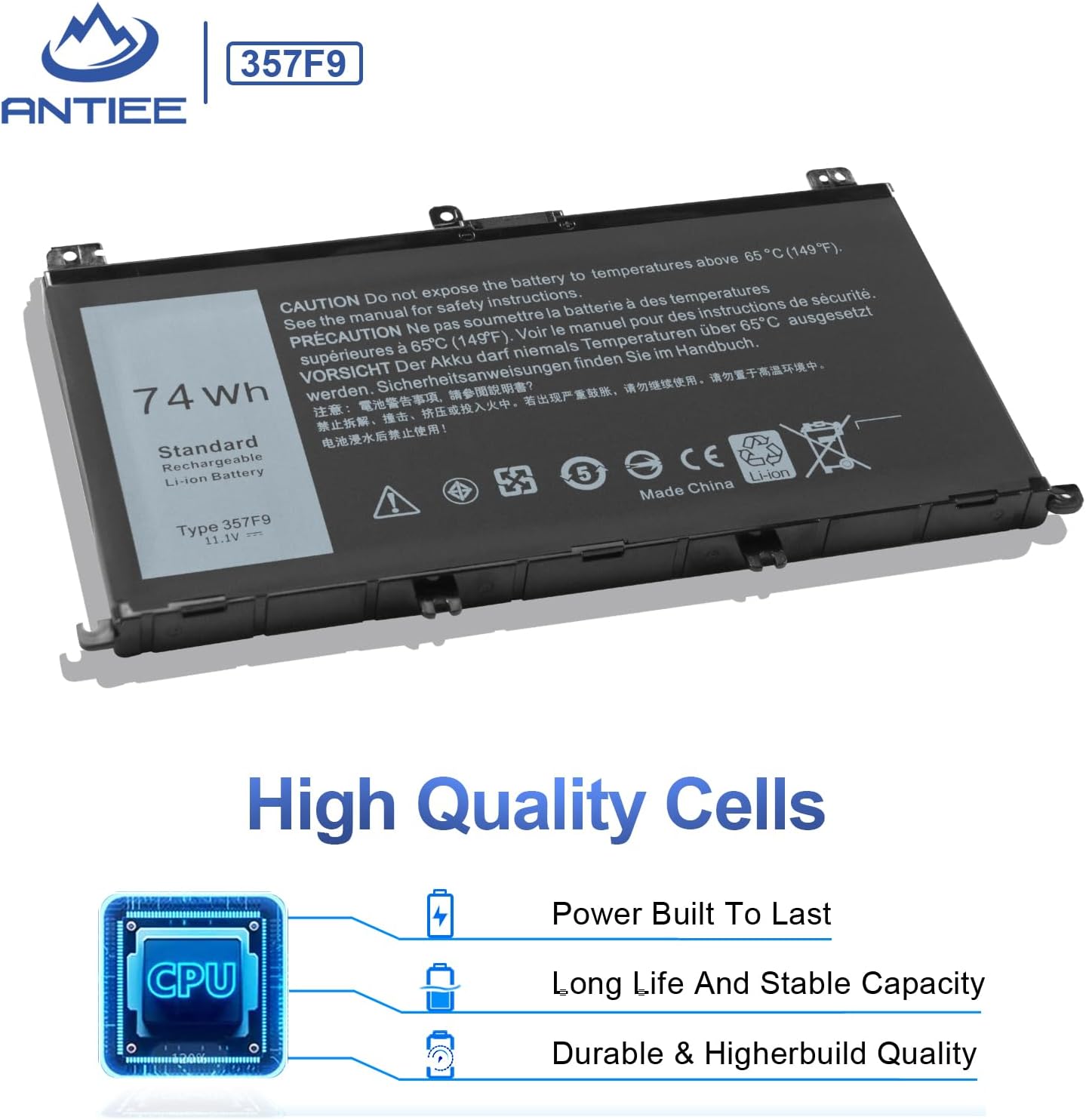 ANTIEE 74WH 357F9 Battery for Dell Inspiron 15 7000 Gaming 15 7559 i7559 7557 i7557 5577 7567 5576 7566 i7559-5012GRY i5577-7342blk-pus INS15PD P65F P65F001 P57F Laptop 71JF4 071JF4 0GFJ6 0357F9