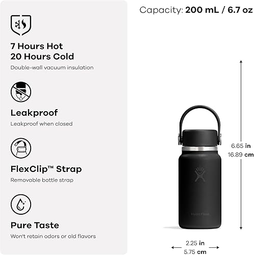 Miniatura 4 de Hydro Flask Micro Bottle - Bolsa a prueba de fugas o frasco de bolsillo - Mini botella de agua aislada de 6.7 onzas Vapor Oro Rosa
