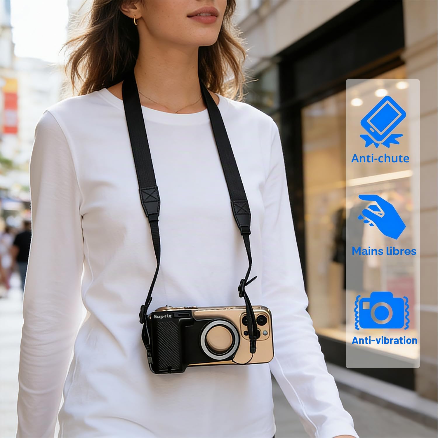 Suptig Fun Shot Poignée de déclencheur magnétique pour téléphone/appareil photo style DSLR compatible avec iPhone et Android avec bouton d'obturation sans fil amovible, dispose d'une vis intégrée de