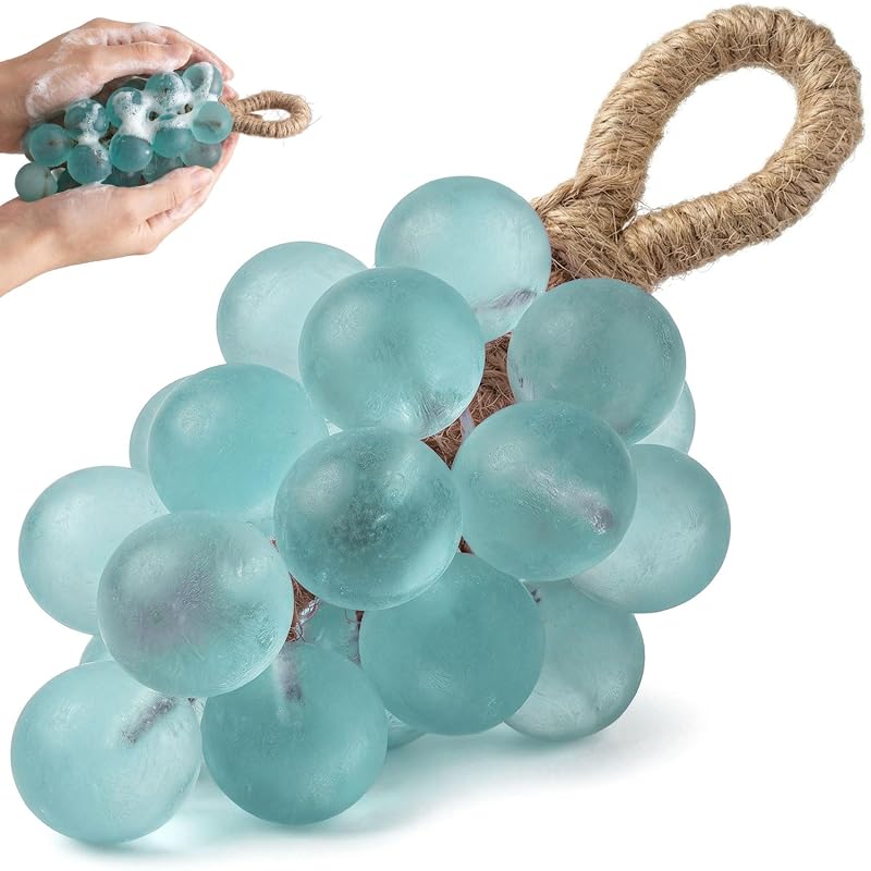 Sabonete em formato de cacho de uva com cordão Lekgavd, azul, 1 unidade
