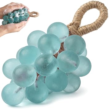 Grape Soap on a Rope, Grape Cluster Shaped Hand Soap, Aromatic Decorative Fruit Soaps Bar for Washing Hand Bath Home - 1 Pcs, Blue
