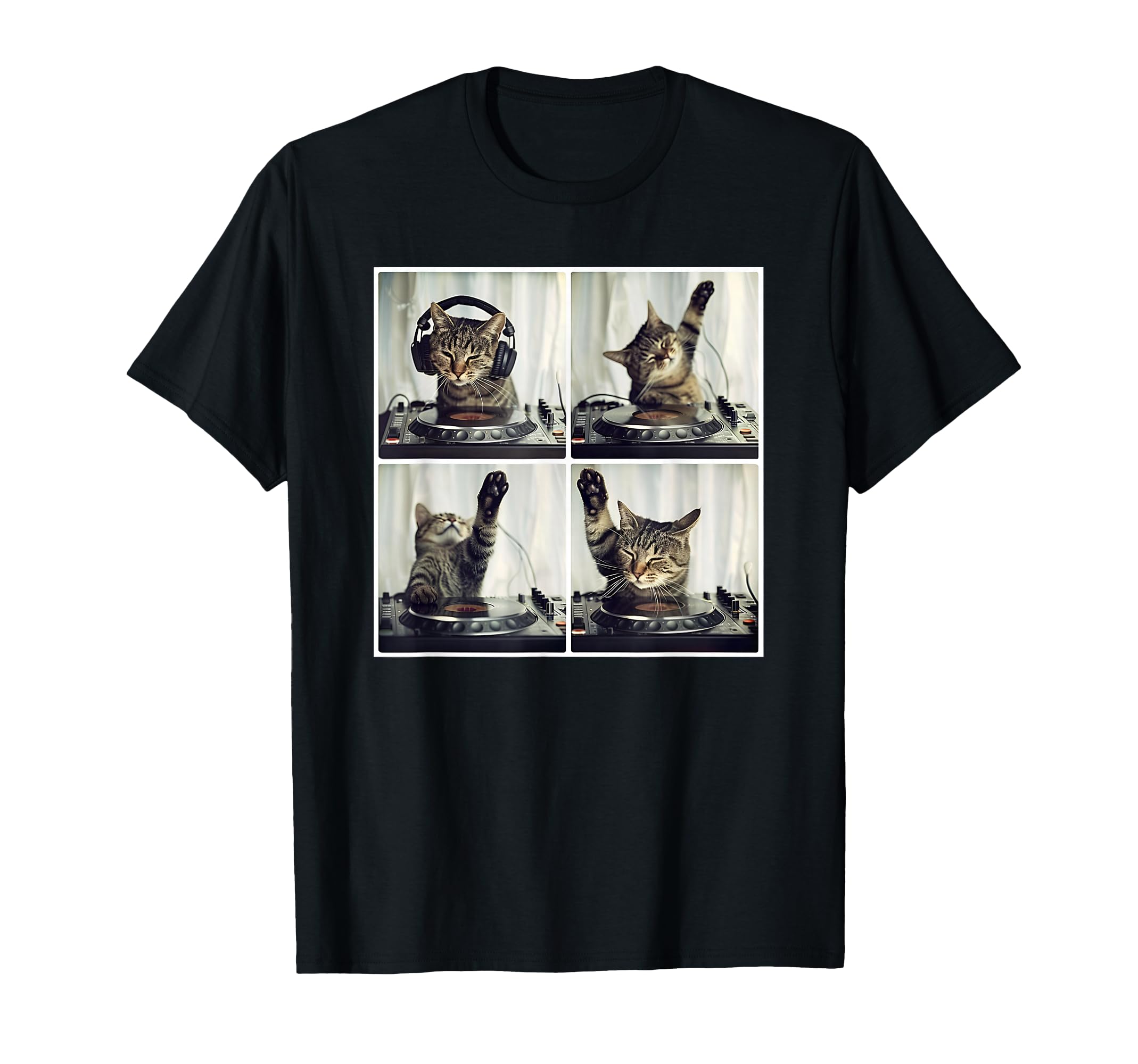 EDM DJ Cat Animal On Decks House Music Cat DJ T-Shirt