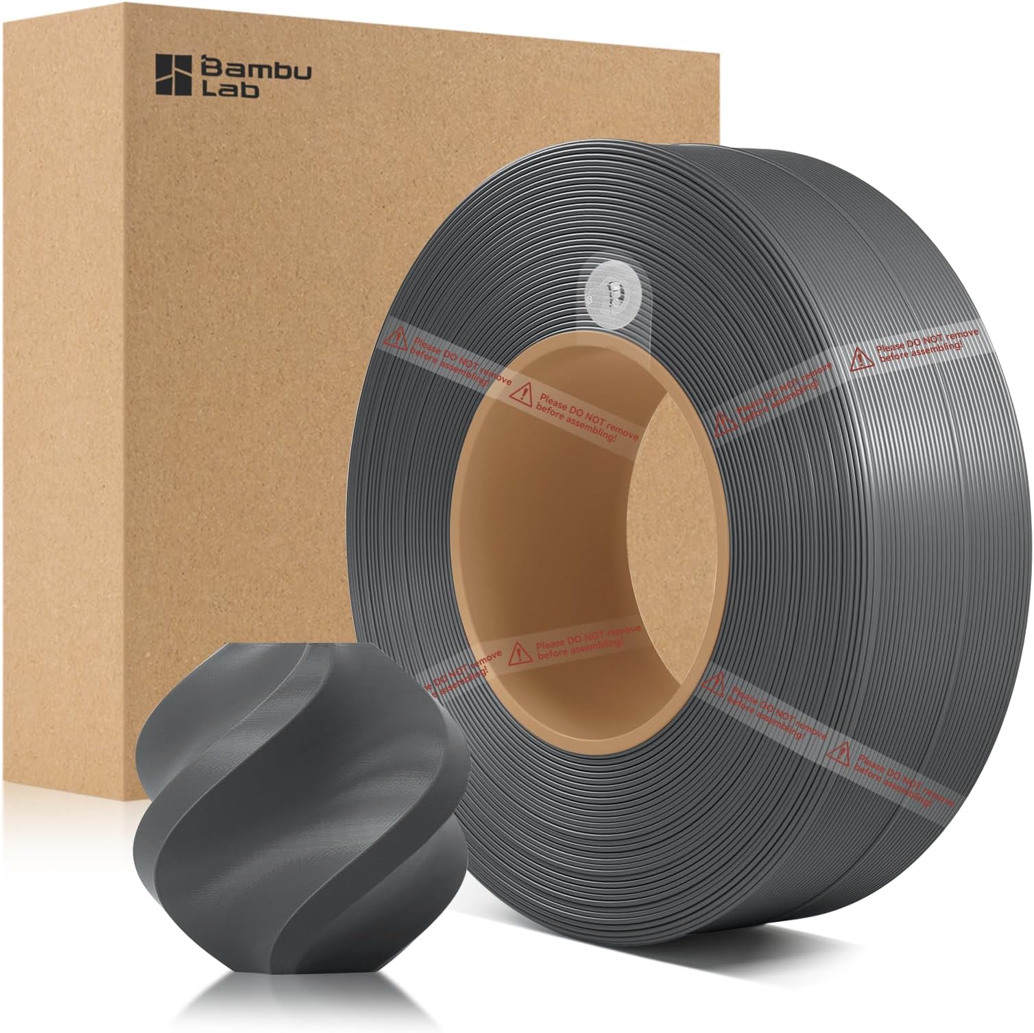 Bamboo Lab PLA Basic Filament Refill Dark Gray 10105 1.75mm,Grey 3D Printer Filament with RFID for Bambu P1,X1,A1,H2 AMS,Easy to Print,Smooth Finish,3D Printing Consumables without Spool, 1kg