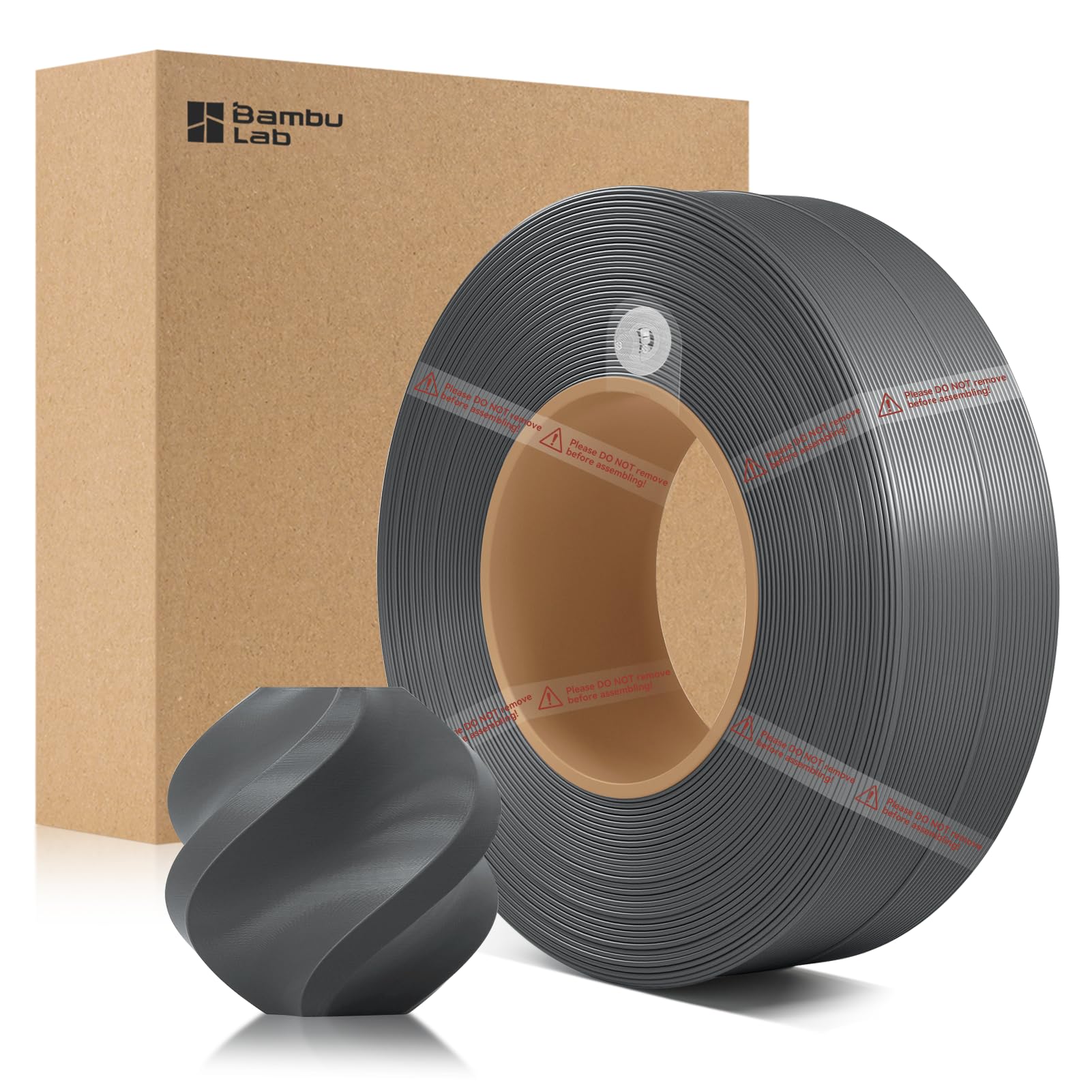 Bamboo Lab PLA Basic Filament Refill Dark Gray 10105 1.75mm,Grey 3D Printer Filament with RFID for Bambu P1,X1,A1,H2 AMS,Easy to Print,Smooth Finish,3D Printing Consumables without Spool, 1kg