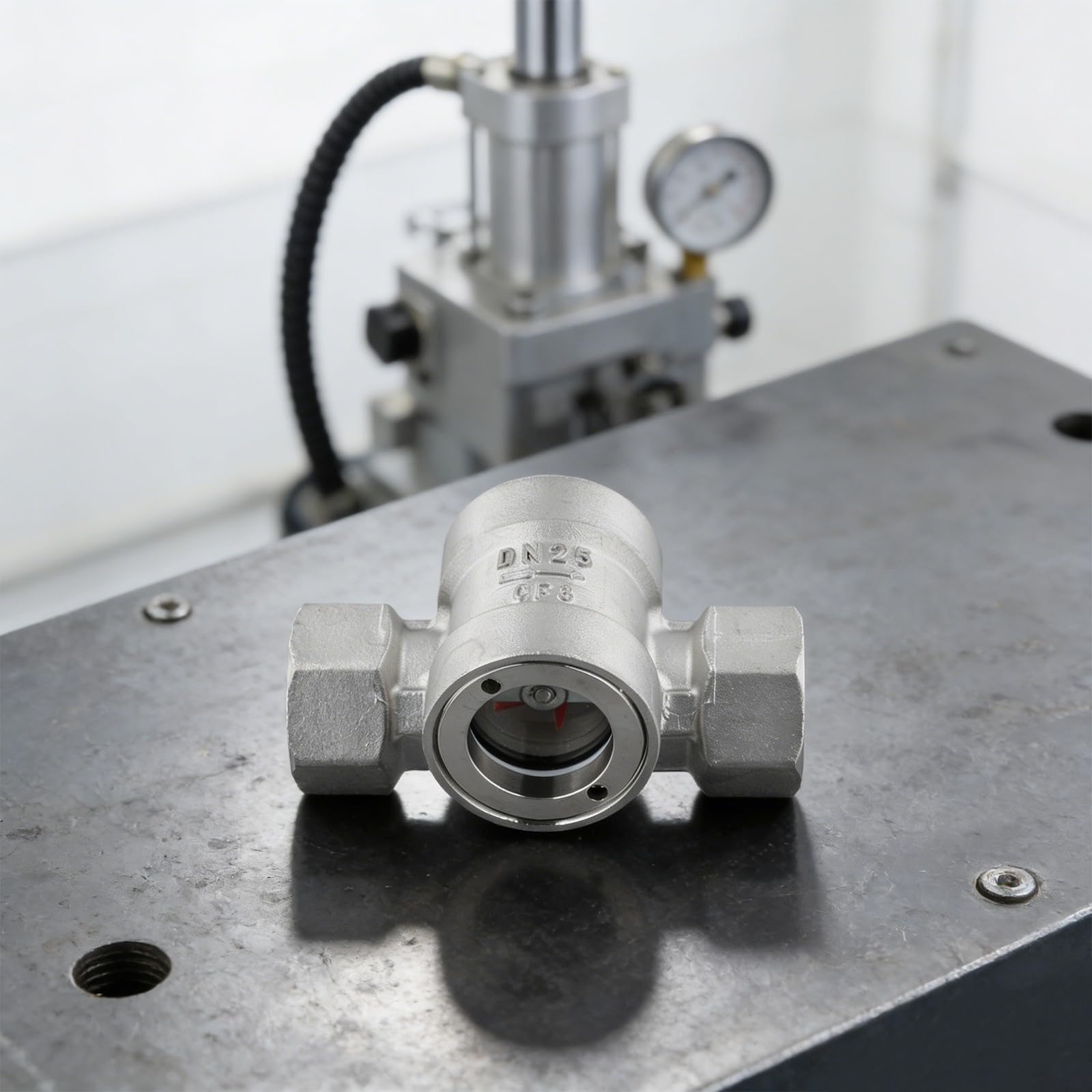 Indicateur de débit d'eau en acier inoxydable 304, verre de visée de tuyau fileté, visualiseur de débit à turbine, jauge de débit DN10 DN50, débitmètre alcalin acide (DN25)