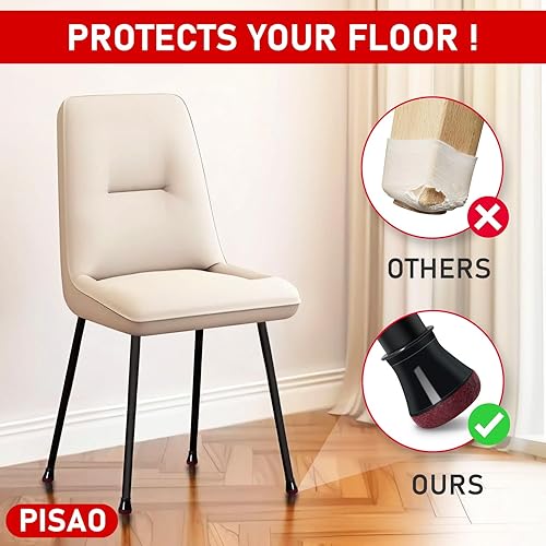 Miniatura 2 de 24 Piezas Protectores de Piso para Patas de Silla, Protectores de Silicona Negra para Patas de Silla Tapas Cubiertas para Pisos de Madera Dura,