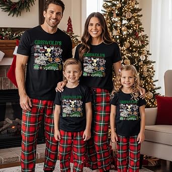 Griswold Family Christmas Shirt Funny Christmas Family Matching Pajama Classic Family Vacation Holiday Outfits for Parents Kids and Couples Xmas Photos White