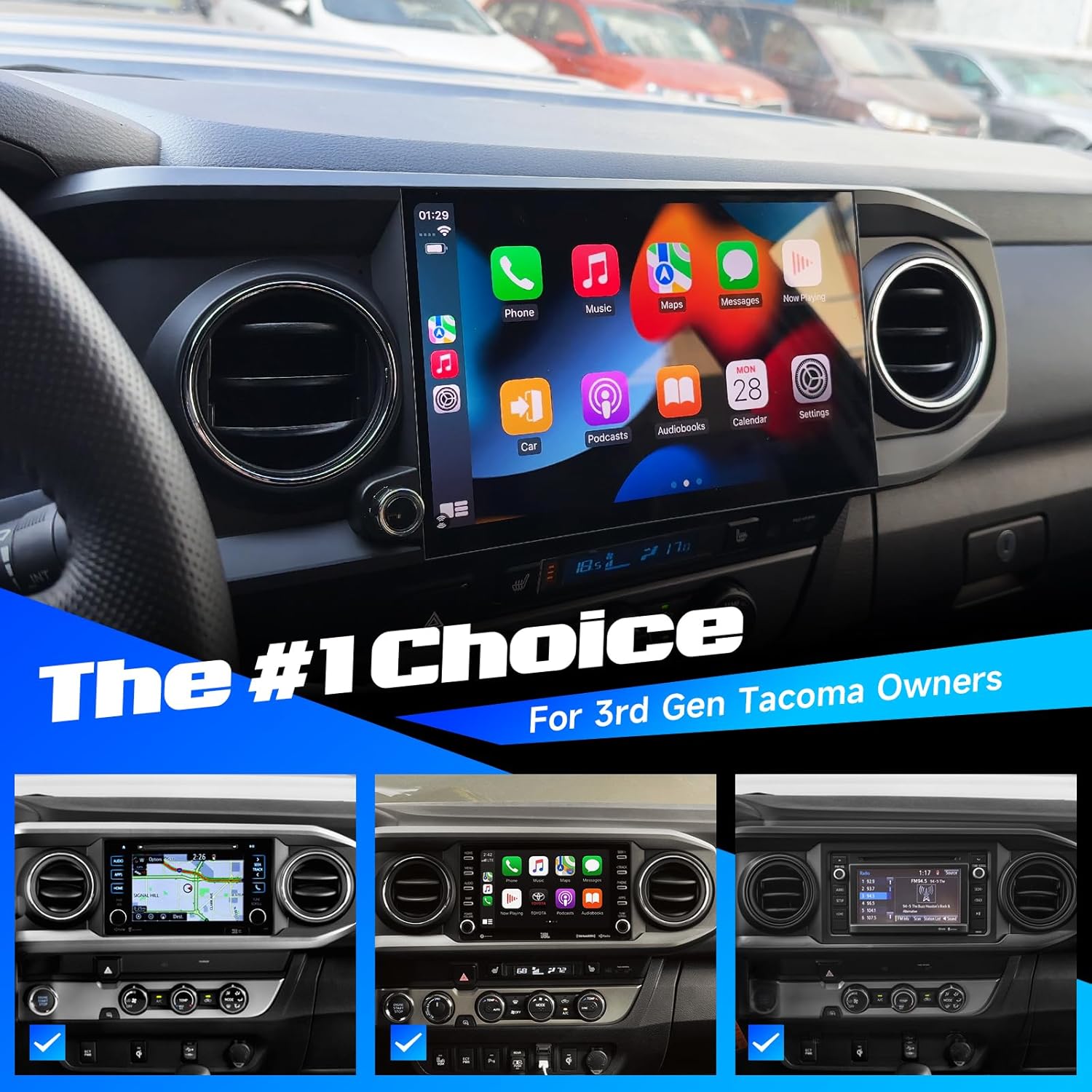 Dasaita Head Unit for Toyota Tacoma 2016-2023, with Wireless CarPlay & Android Auto, 11.6'' Android 13 Car Stereo, 8GB+256GB Off-Road GPS Navigation, Plug and Play Radio, OEM Style, Black