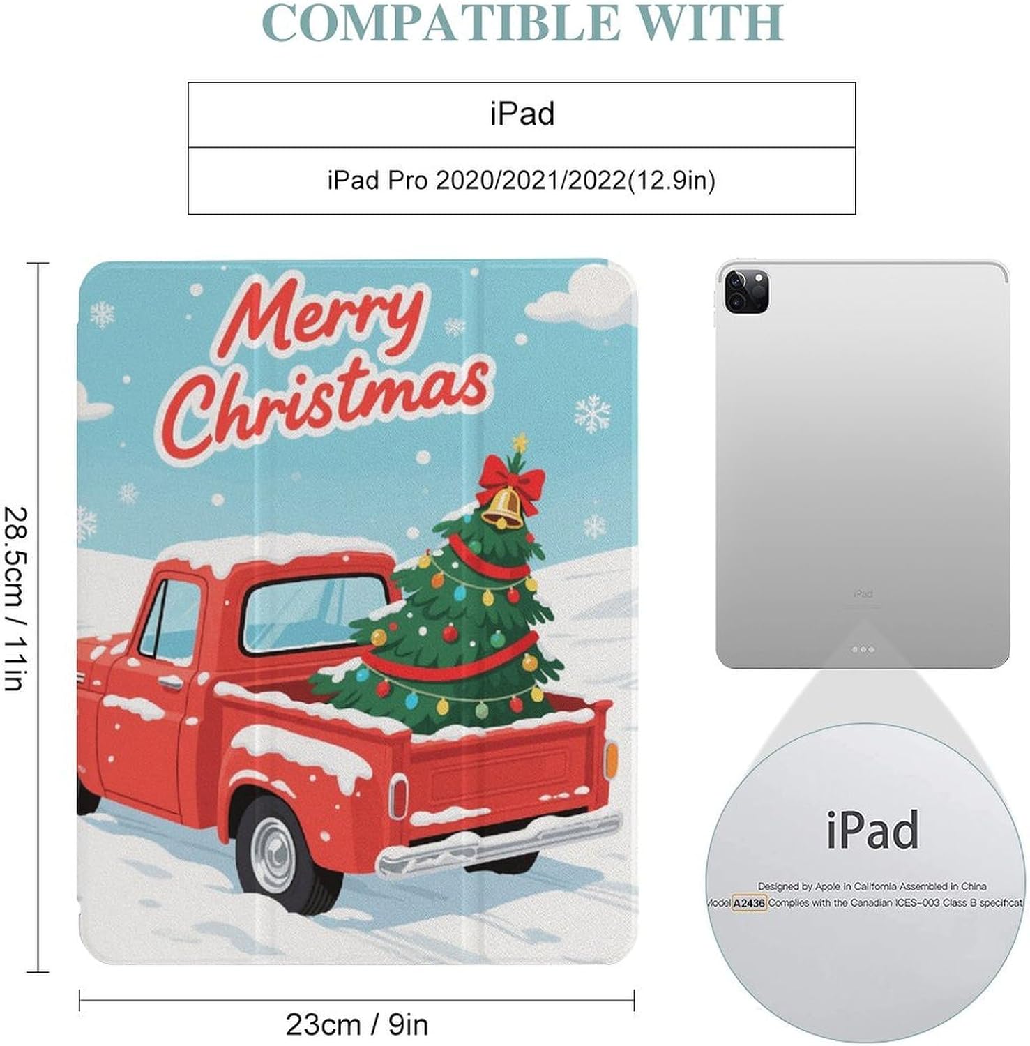 Christmas Tree 12.9 in Trifold for iPad Case with Pencil Holder image 2