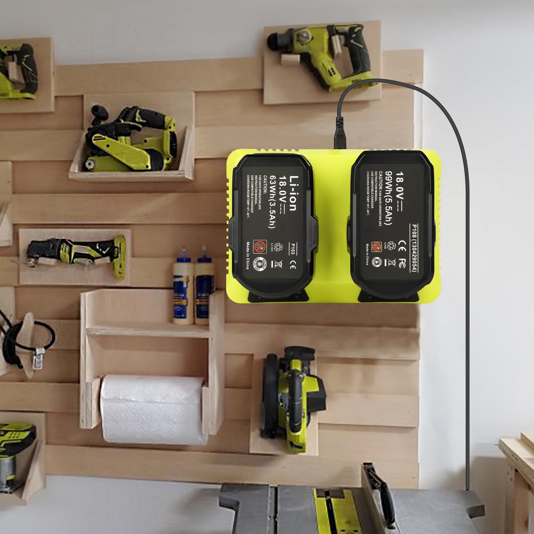 KUNLUN P117 - Cargador para Ryobi 18 V, batería de repuesto para Ryobi One+ P108 P107 P104 P105 P102 P103 P117 batería Li-ION/Nih