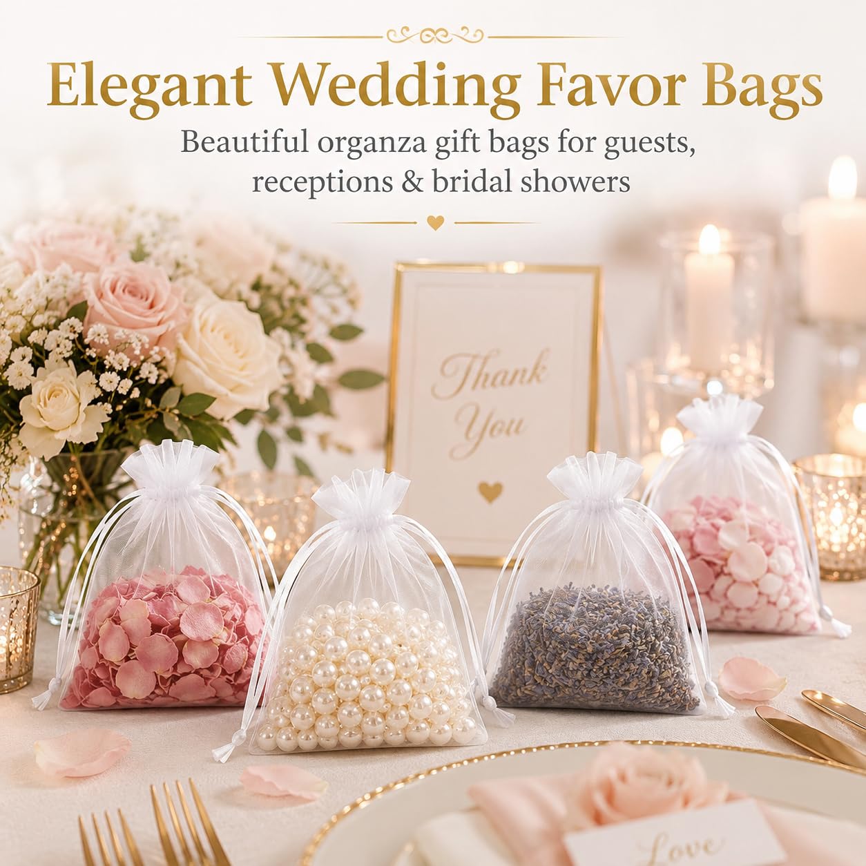 White Organza Bags - 100 Pack -4