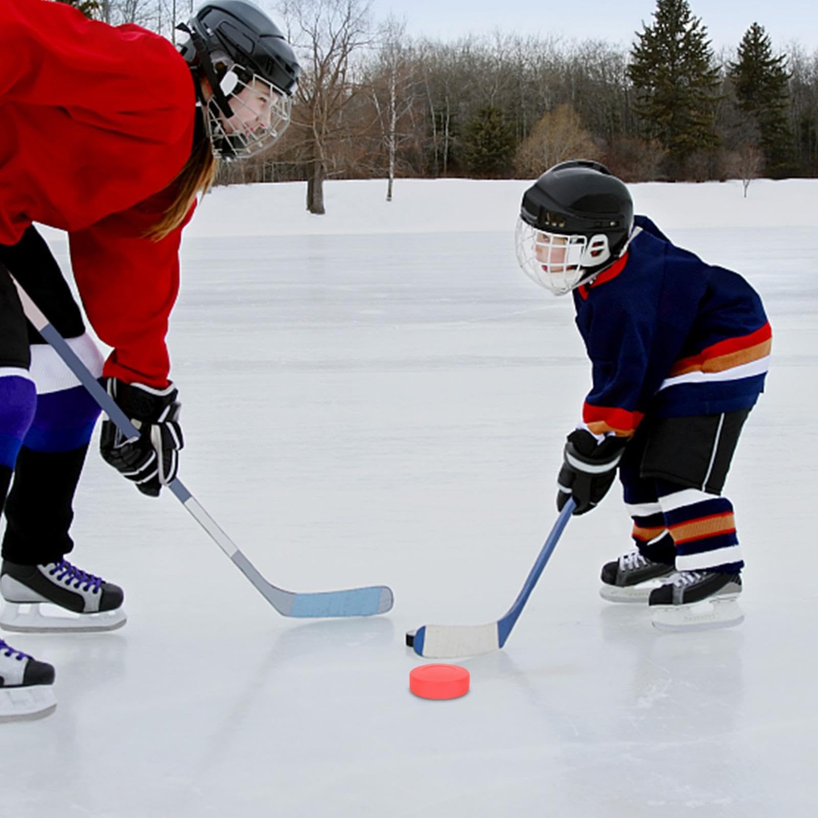 Lot de 4 palets de hockey sur glace - 6,9 x 1,8 cm - En PVC et caoutchouc - Pour entraînement professionnel pour enfants et adultes - Équipement d'entraînement durable sur la rue et sur glace pour le