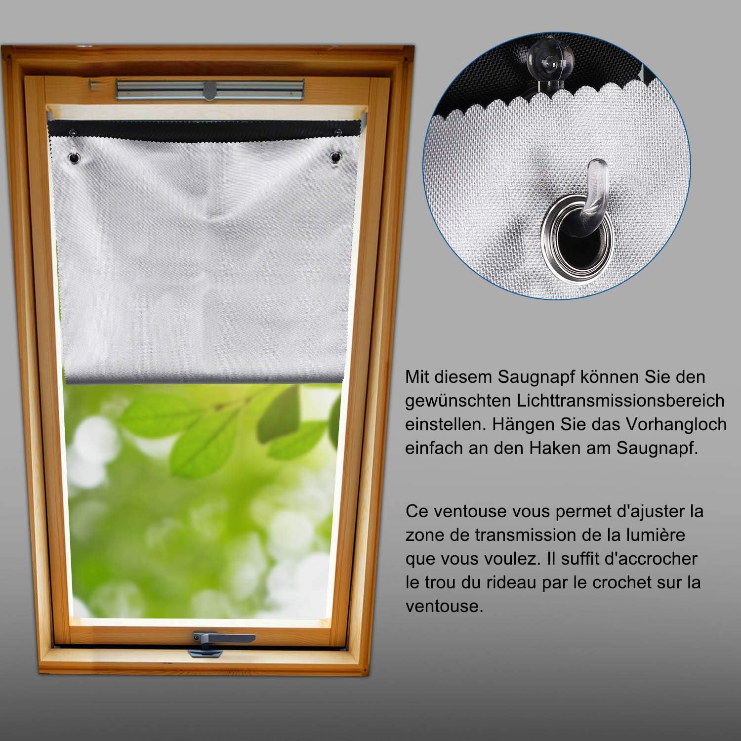 Johgee 96x93cm Blackout Blind Suction Cup Curtain for Bedroom Roof Windows Office Windows Baby Travel Curtain Window Shades - Image 3