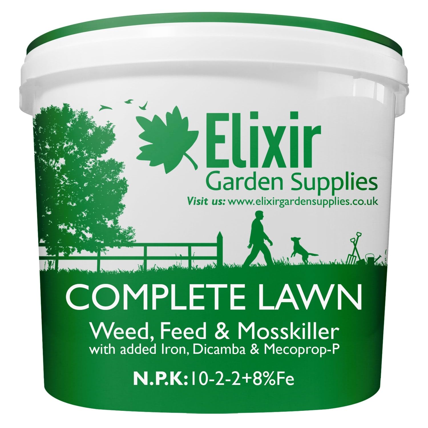 Elixir Gardens Complete Lawn Feed & Weed Fertiliser Supplied In a resealable Airtight Tub (5kg 10-2-2)