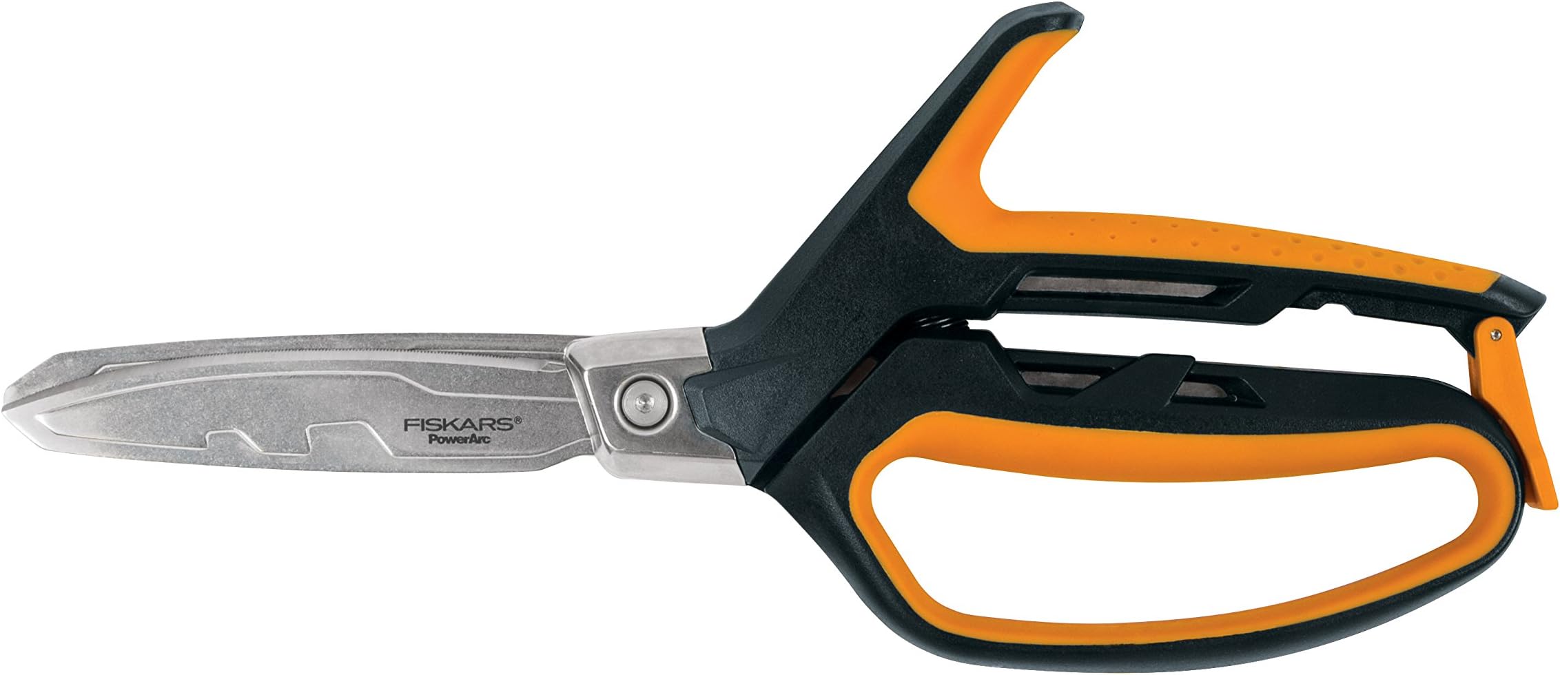 PowerArc Easy Action Shears, Heavy Duty Scissors, Curved Stainless Steel Blades & SoftGrip Ergonomic Handle, 10”, Orange/Gray