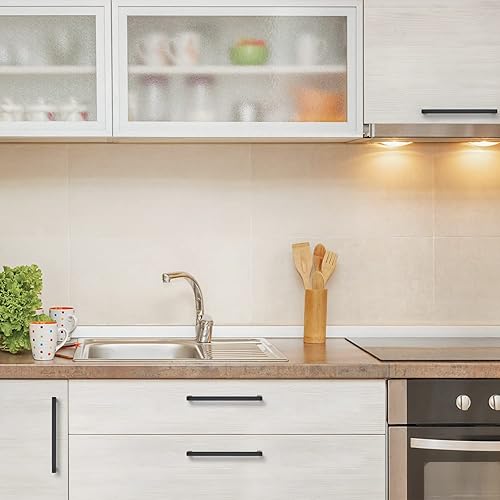 Vista 14 de Ravinte Paquete de 10 tiradores cuadrados de gabinete de 10 pulgadas, manijas negras de gabinete de cocina, accesorios de cocina negro mate