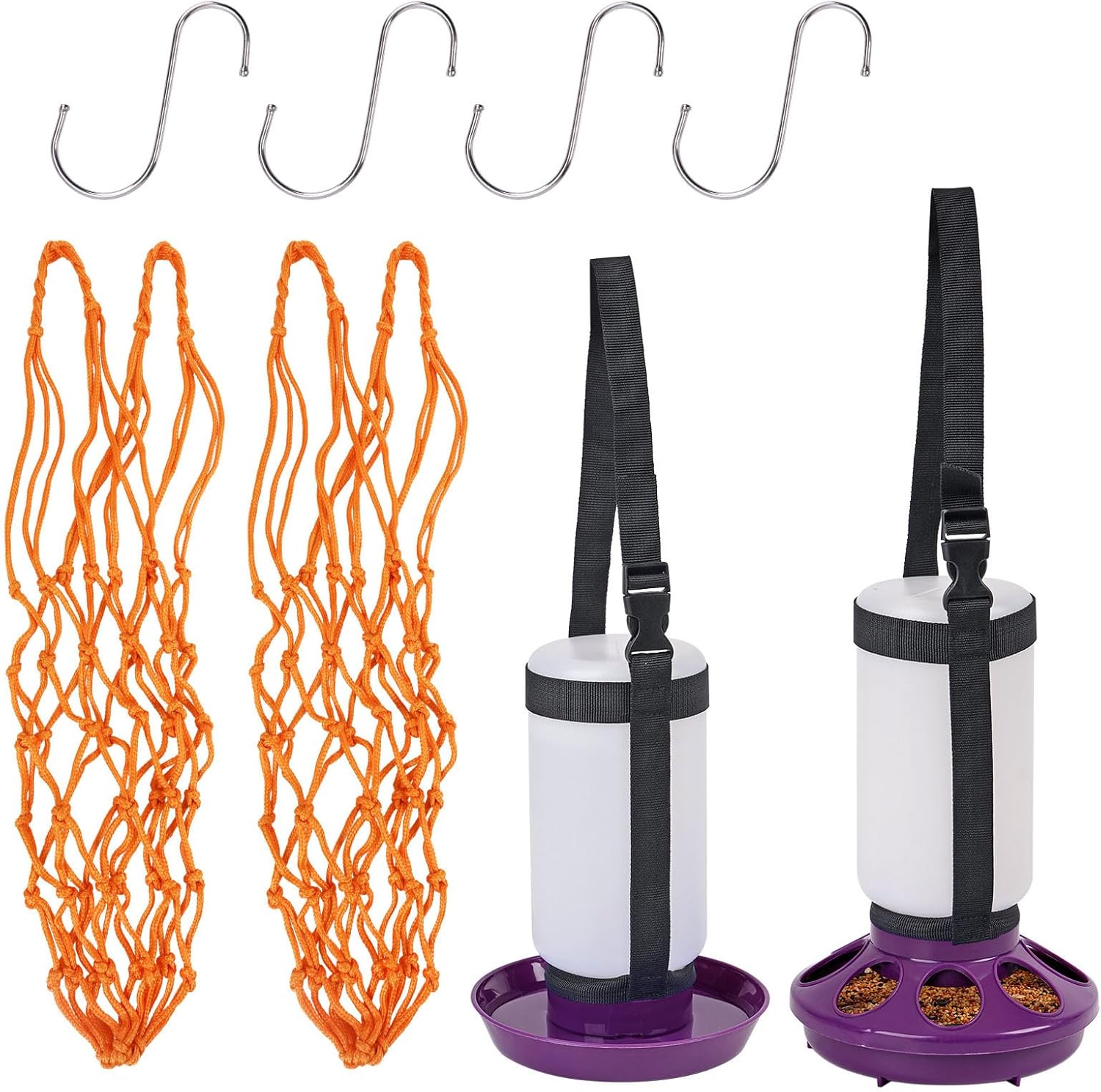 3. High-Capacity Chicken Feeder & Waterer Combo Set Spillproof Design for Livestock Care & Vegetable Storage Automatic Poultry Feeder