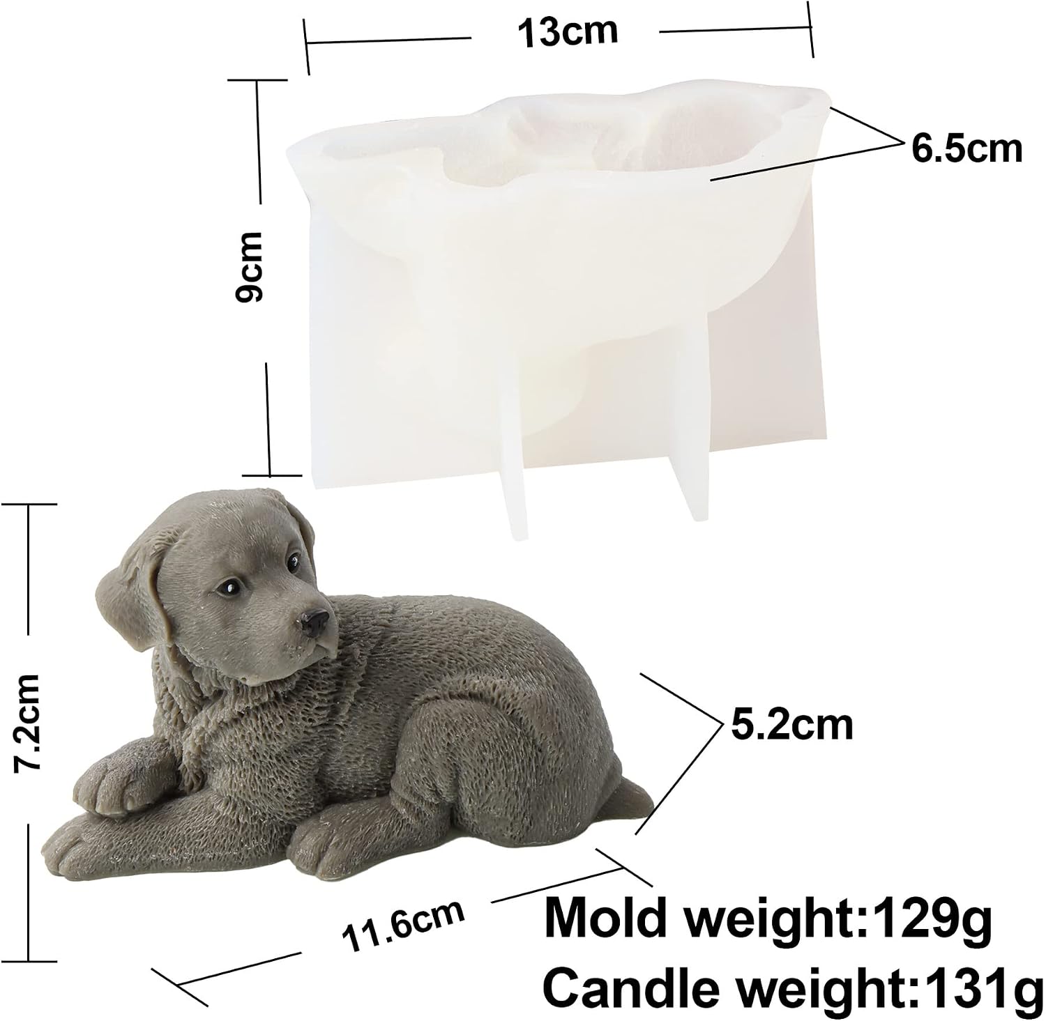3D Dog Silicone Candle Mold Animal Soap Mold Silicone Dog Mold for Chocolate, Candy, Cake Decor, Soy Wax Candle, Soap, Polymer Clay, Plaster, Resin Art (Dog E)