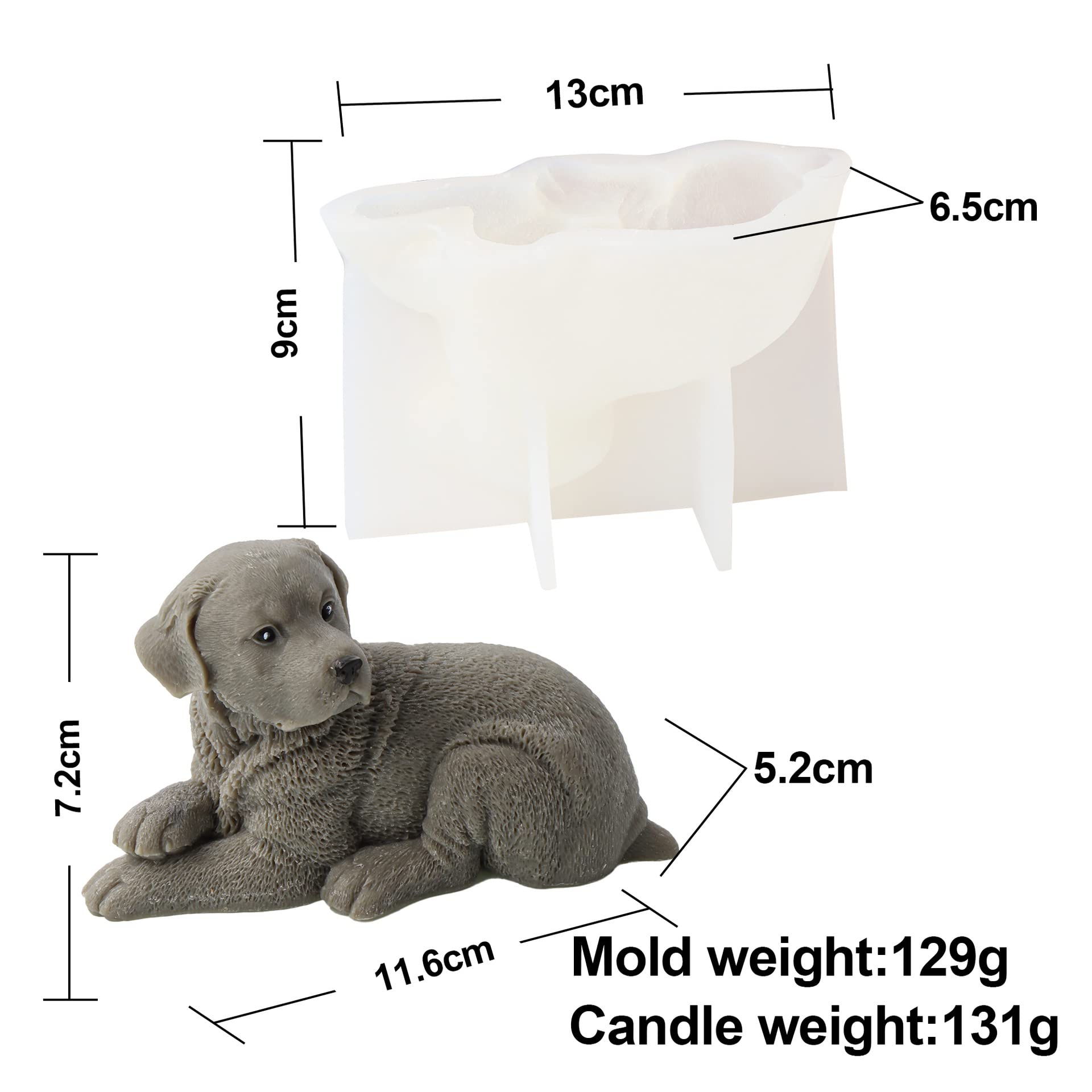Xidmold 3D Dog Silicone Mould for Candle Soap, Chocolate, Candy, Cake Decor, Soy Wax, Polymer Clay, Plaster, Resin Art (Dog E) - Image 3