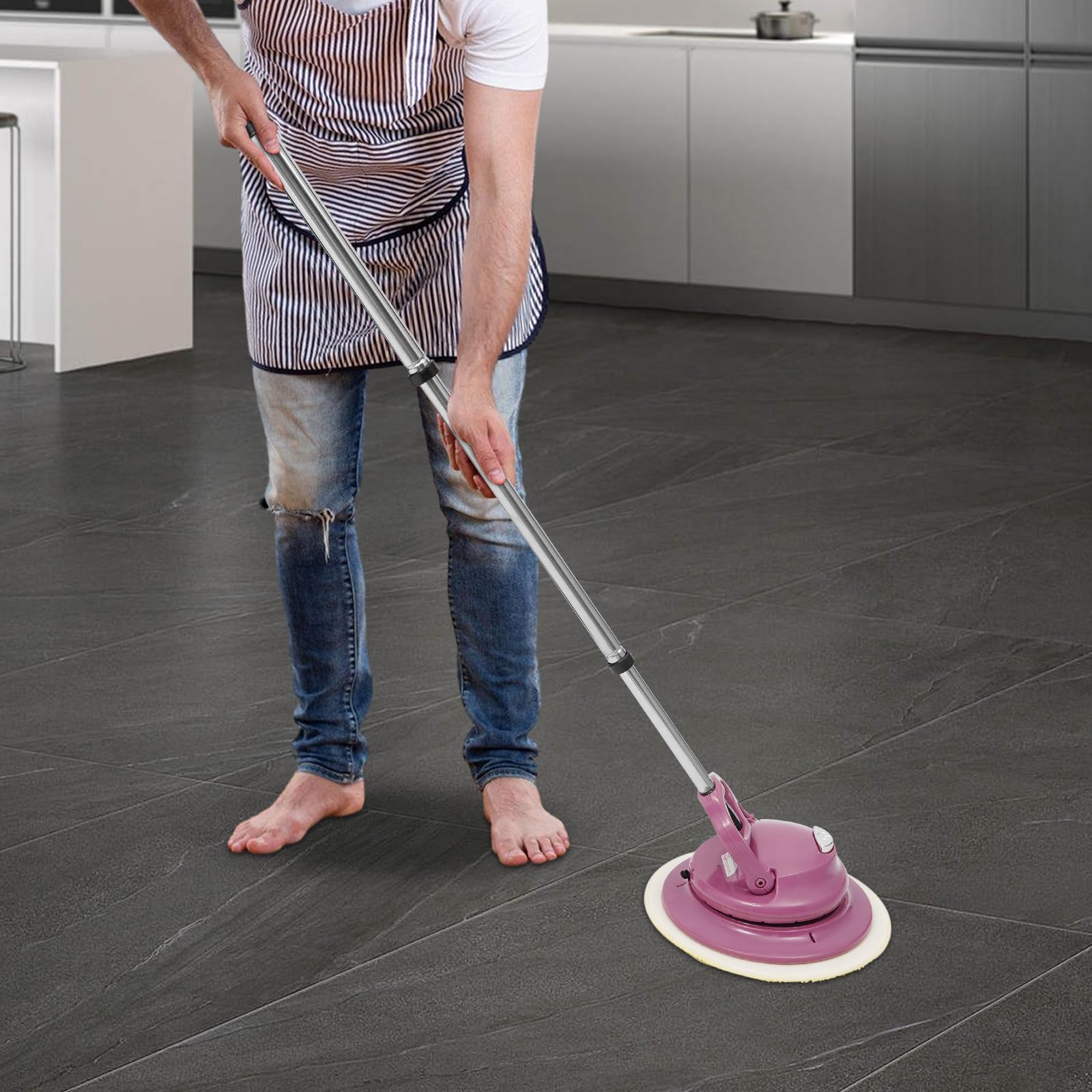 Bezprzewodowy elektryczny mop podłogowy, elektryczna maszyna do polerowania z 2 wymiennymi podkładkami do mopa, zestaw do wanny, elektryczny mop spinningowy z 3 trybami czyszczenia, do