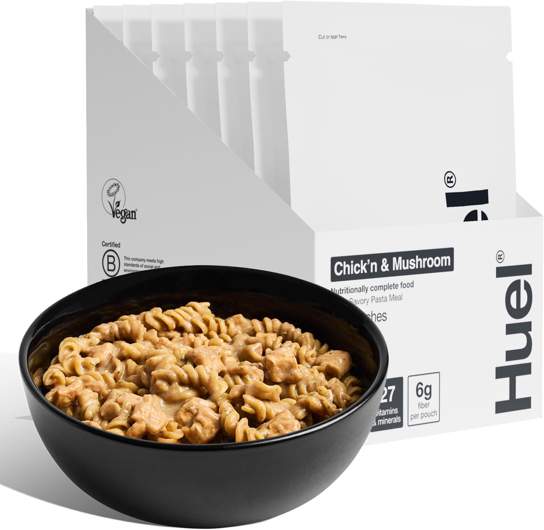 Huel Hot and Savory Meal Packs | Chick'n & Mushroom | Up to 25g Protein Plant Based Instant Meal | 27 Vitamins and Minerals | 100% Nutritionally Complete | 7 Pack