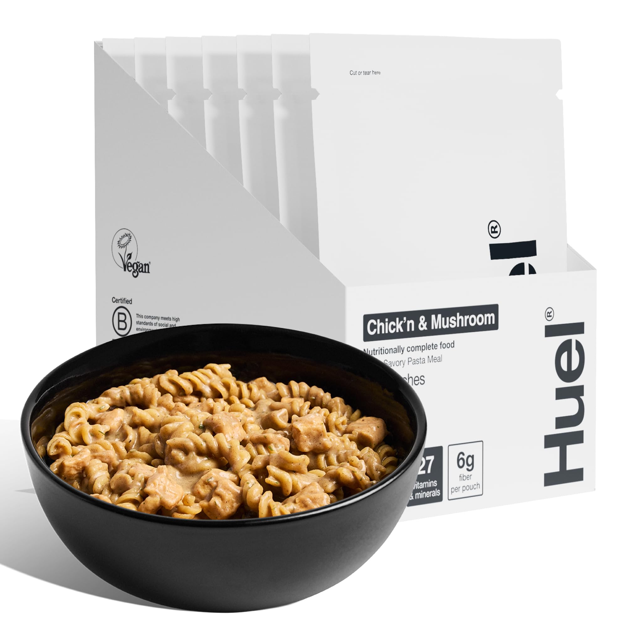 Huel Hot and Savory Meal Packs | Chick'n & Mushroom | Up to 25g Protein Plant Based Instant Meal | 27 Vitamins and Minerals | 100% Nutritionally Complete | 7 Pack