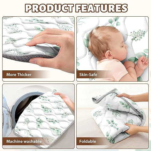 Miniatura 5 de Tapete de juego para bebés de 71 x 59 pulgadas, tapete de juego de espuma extra gruesa, resistente al agua, antideslizante, tapete acolchado para