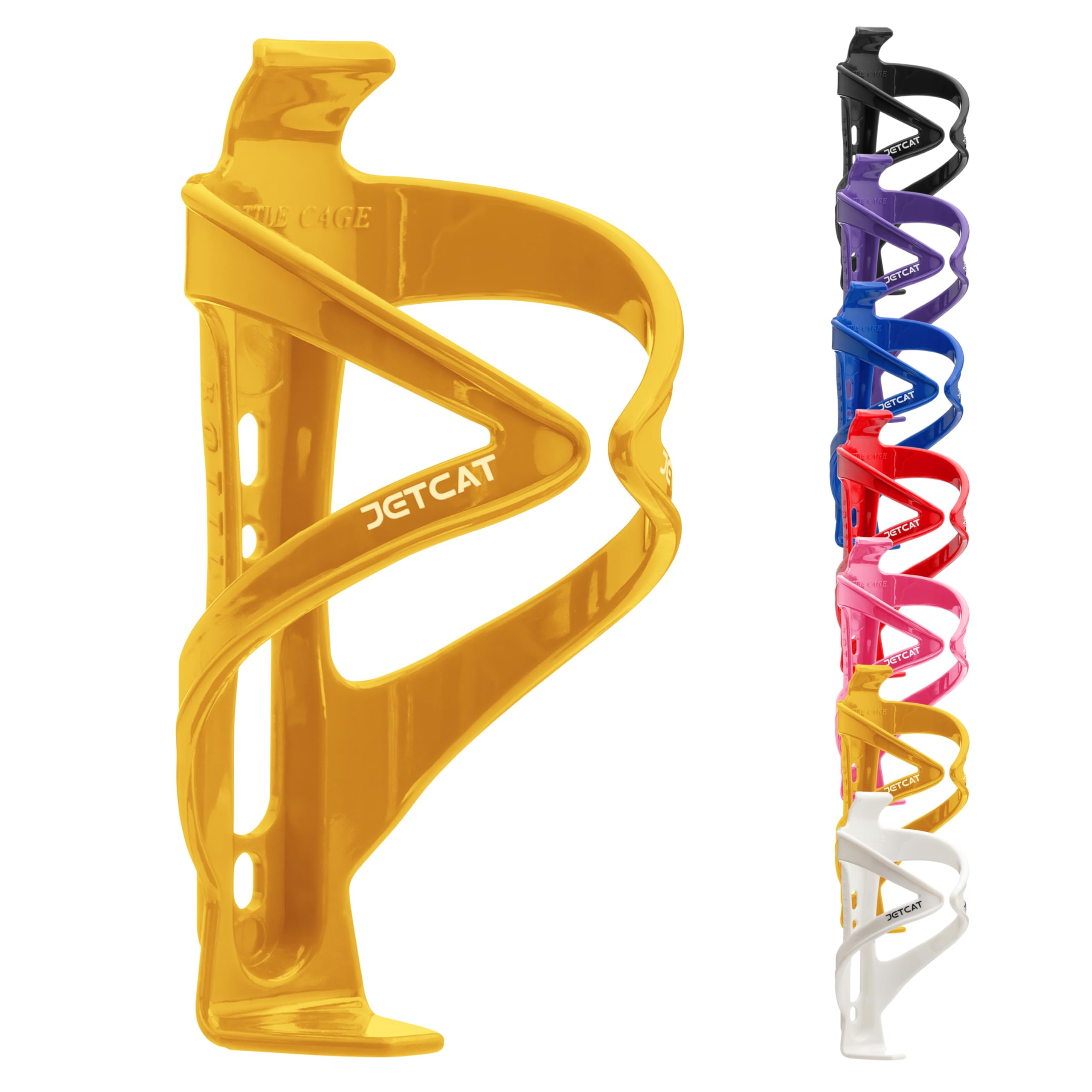JETCAT Bike Water Bottle Holder – Bike Cup Holder & Bike Water Bottle Cage for Bicycle, MTB, Mountain, Gravel, Road, eBike | Adult/Kids, Carbon Fiber Biking Accessories Yellow