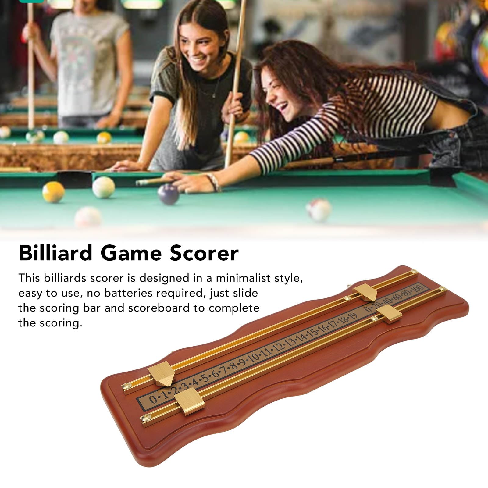 BORDSTRACT Tabellone Segnapunti Deluxe in Legno a 2 Piste per Giochi di Shuffleboard, Snooker E Biliardo - Segnapunti con Design Ondulato