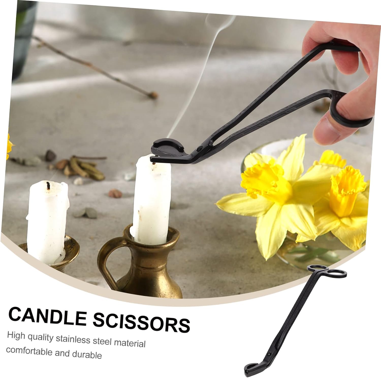 Holibanna 3 Pcs Black Stainless Steel Candle Wick Trimmers Wear-Resistant Wick Scissors Multipurpose Snuffers for Candle Extinguishing and Maintenance