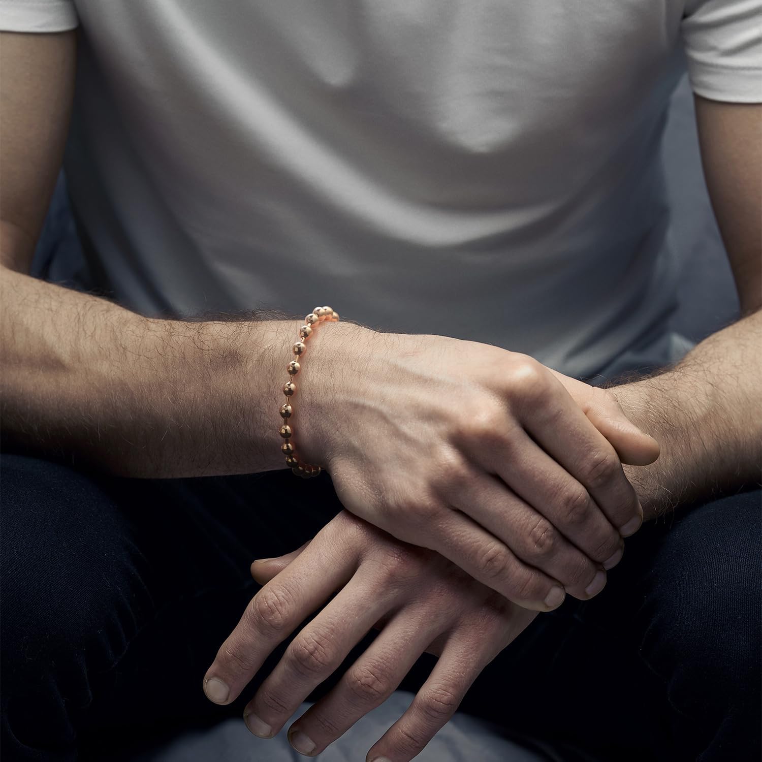 MELELIFE 14K Gold Bracelets for Women Bracelets for Men Simple 5mm Bead Chain Bracelet for Women Gold Jewelry Presents for Men 6.5/7/7.5/8/9in - Image 7