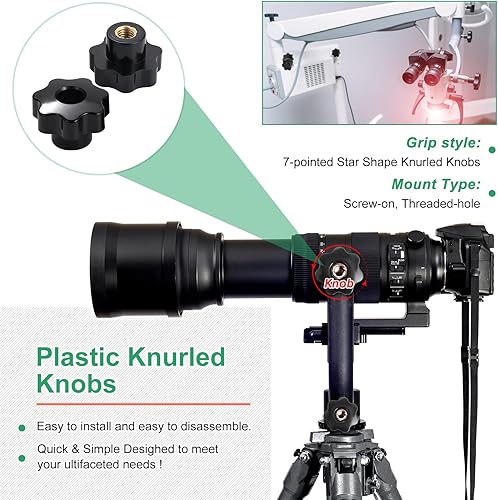 Miniatura 6 de OCR Pomo de sujeción de rosca moleteada M10 de 7 estrellas, perillas de mano en forma de estrella, pomos de mano de plástico negro con sujeción a