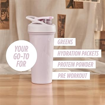 BlenderBottle Strada Shaker Cup, Insulated Stainless Steel Water Bottle with Wire Whisk, 25 oz, Pink Stripe
