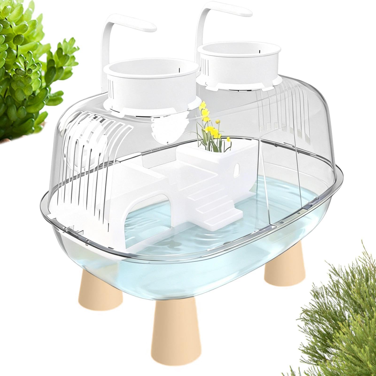 Vasca Tartarughe Acquatiche Con Luce E Zona Basking Trasparente | Vasca paesaggio per testuggini acquatiche Per Gechi Leopardo Paguri Interno Esterno Casa Soggiorno Ufficio Balcone