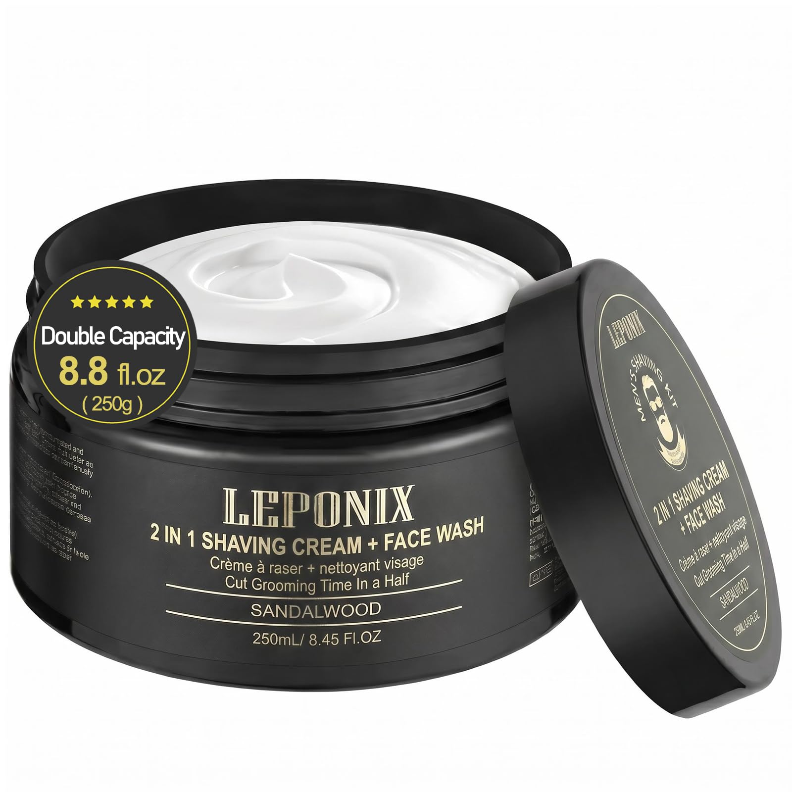 LEPONIX Shaving Cream for Men 8.8 fl.oz – Sandalwood, for Coarse Beard Sandalwood 8.5 Ounce (Pack of 1)