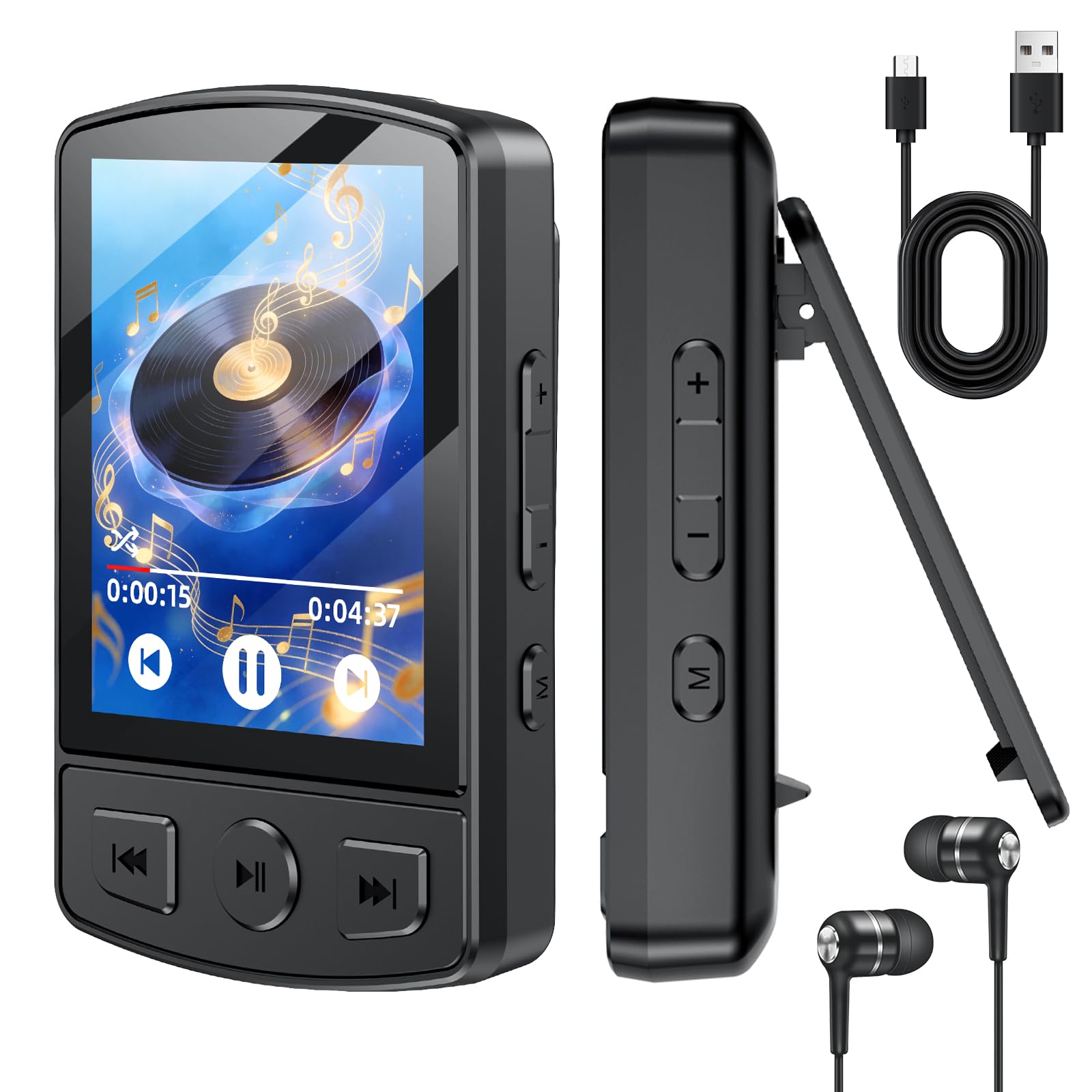Fohil MP3 Player with Bluetooth 5 2 64GB Portable MP3 Player with Clip Mini MP3 Music Player with