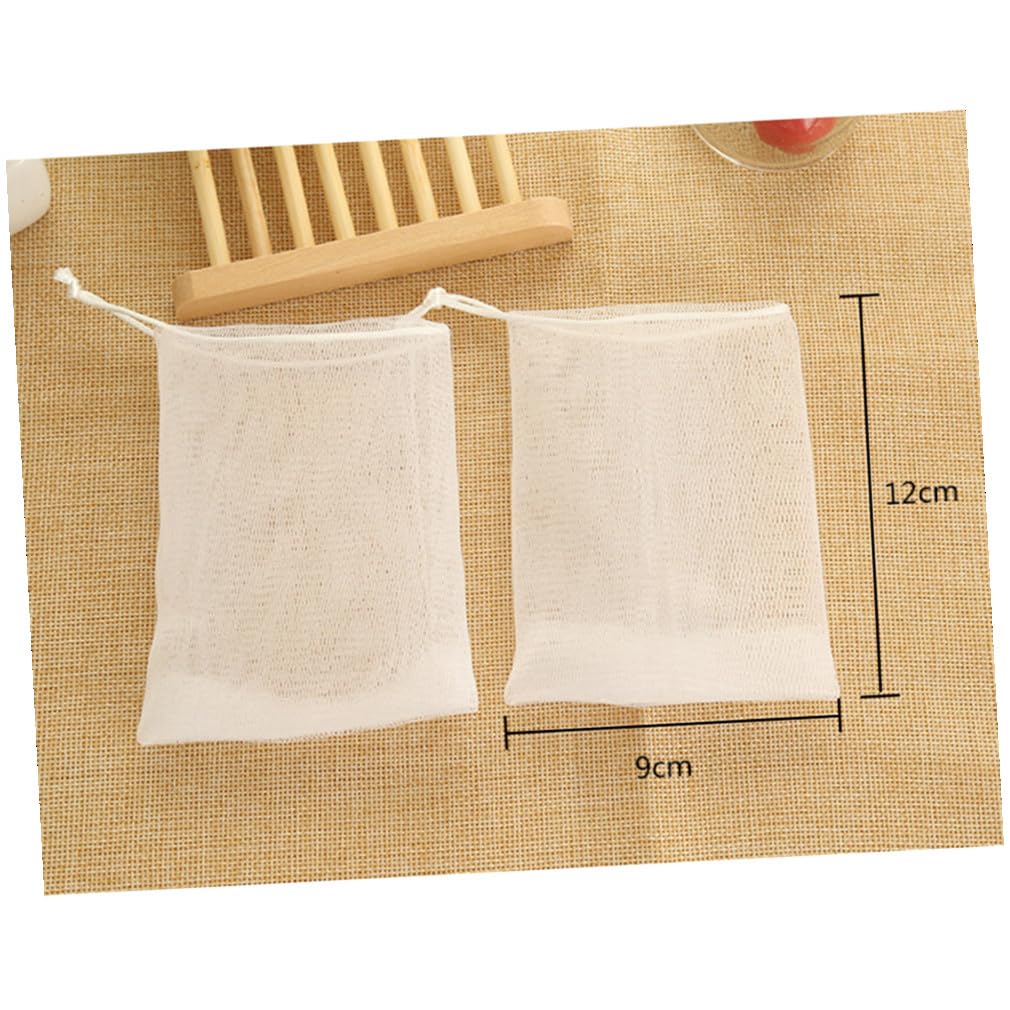 10Pcs Foaming Mesh Soap Pouch for Face Cleansing White Yarn