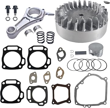 3.328" Billet Aluminum Connecting Rod And 10krpm Flywheel With 18lb Valve Spring And 70mm Flat Top Piston Kit For Predator 212cc Non-Hemi Engine Go Kart Cart