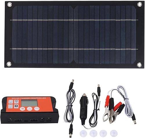 Miniatura 2 de Kit de panel de energía de 600 W con controlador de carga de 100 A, cable de extensión, clip de batería, cargador portátil para RV camping al aire